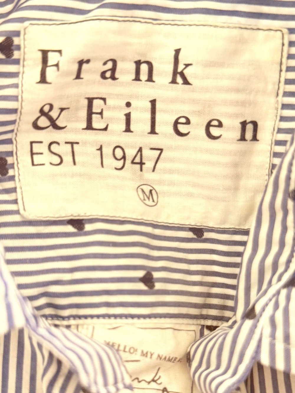 Frank & Eileen Frank Navy Hearts Striped Button Down M - Picture 10 of 11